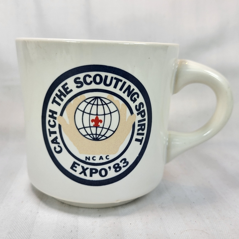 Boy Scouts MUG Expo 83 Catch The Scouting Spirit 10 oz Cup BSA NCAC Vintage 1983